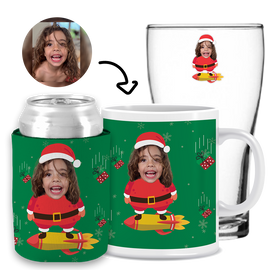 Santa Claus - Kit 3 (Stubby Holder, Ceramic Mug & Schooner Glass)