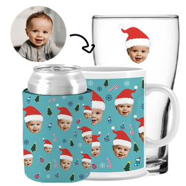 Your Santa Christmas - Kit 3 (Stubby Holder, Ceramic Mug & Schooner Glass)