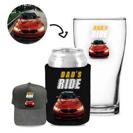 Dad's Ride - Kit 2 (Stubby Holder, Trucker Hat & Schooner Glass)