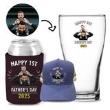 Happy First Father's Day Stubby, Trucker Hat & Schooner Glass Kit