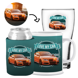 Love My Car - Kit 3 (Stubby Holder, Ceramic Mug & Schooner Glass)