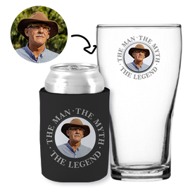 The Man, The Myth, The Legend Black - Kit 2 (Stubby Holder & Schooner Glass)