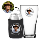 The Man, The Myth, The Legend Black - Kit 2 (Stubby Holder & Schooner Glass)