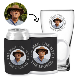 The Man, The Myth, The Legend Black - Kit 3 (Stubby Holder, Ceramic Mug & Schooner Glass)