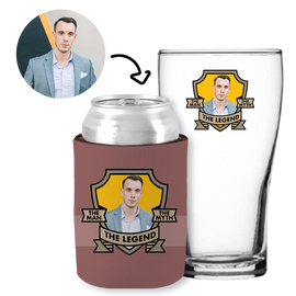 The Man, The Myth, The Legend Red - Kit 2 (Stubby Holder & Schooner Glass)