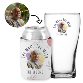 The Man, The Myth, The Legend White - Kit 2 (Stubby Holder & Schooner Glass)