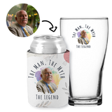 The Man, The Myth, The Legend White - Kit 2 (Stubby Holder & Schooner Glass)