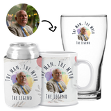 The Man, The Myth, The Legend White - Kit 3 (Stubby Holder, Ceramic Mug & Schooner Glass)