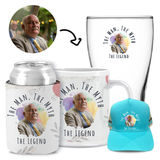 The Man, The Myth, The Legend White Stubby, Mug, Trucker Hat & Schooner Glass Kit
