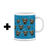 Your Pet Dog Face (Blue Single Face) - Upgrade 1 (Add Ceramic Mug)
