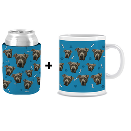 Your Pet Dog Face (Blue Single Face) - Upgrade 1 (Add Ceramic Mug)