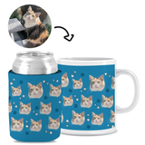 Your Pet Cat Face (Blue) - Kit 1 (Stubby & Mug)
