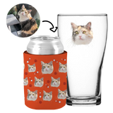 Your Pet Cat Face (Orange) - Kit 2 (Stubby Holder & Schooner Glass)