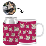 Your Pet Cat Face (Pink) - Kit 1 (Stubby Holder, Trucker Hat & Schooner Glass)