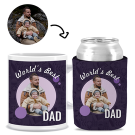 Worlds Best Dad - Kit 1 (Stubby Holder & Ceramic Mug)