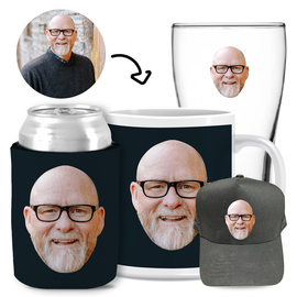 Your Face (Single Face) - Kit 3 (Stubby Holder, Ceramic Mug, Trucker Hat & Schooner Glass)